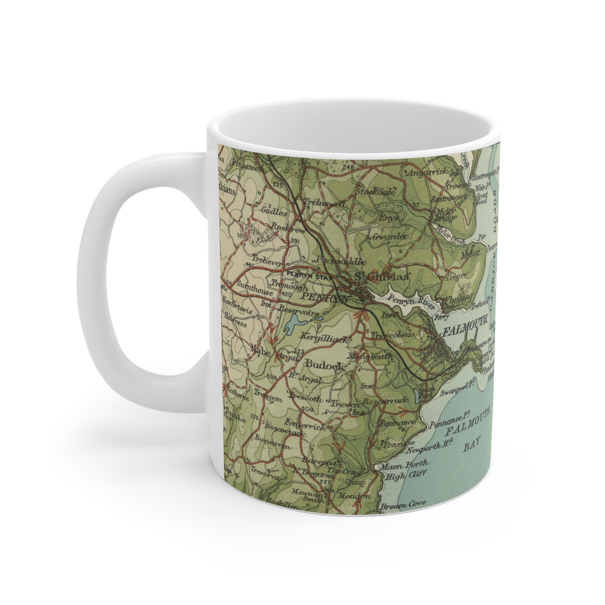 St Mawes historic map mug, Bartholomew Half-Inch, 1903