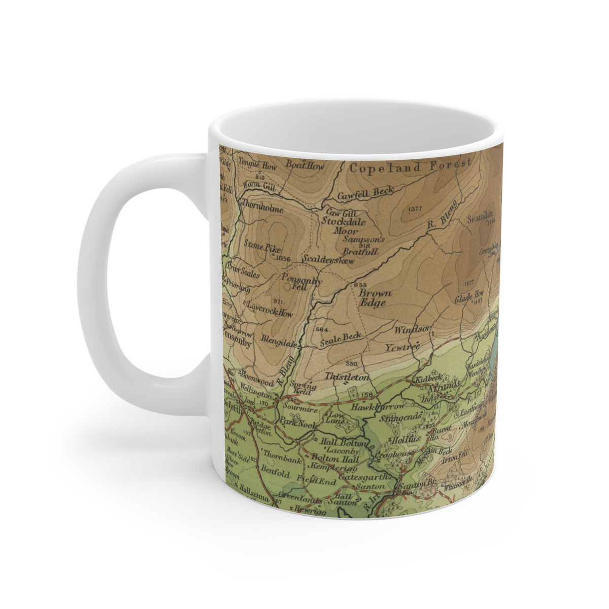 Wastwater historic map mug, Bartholomew Half-Inch, 1903