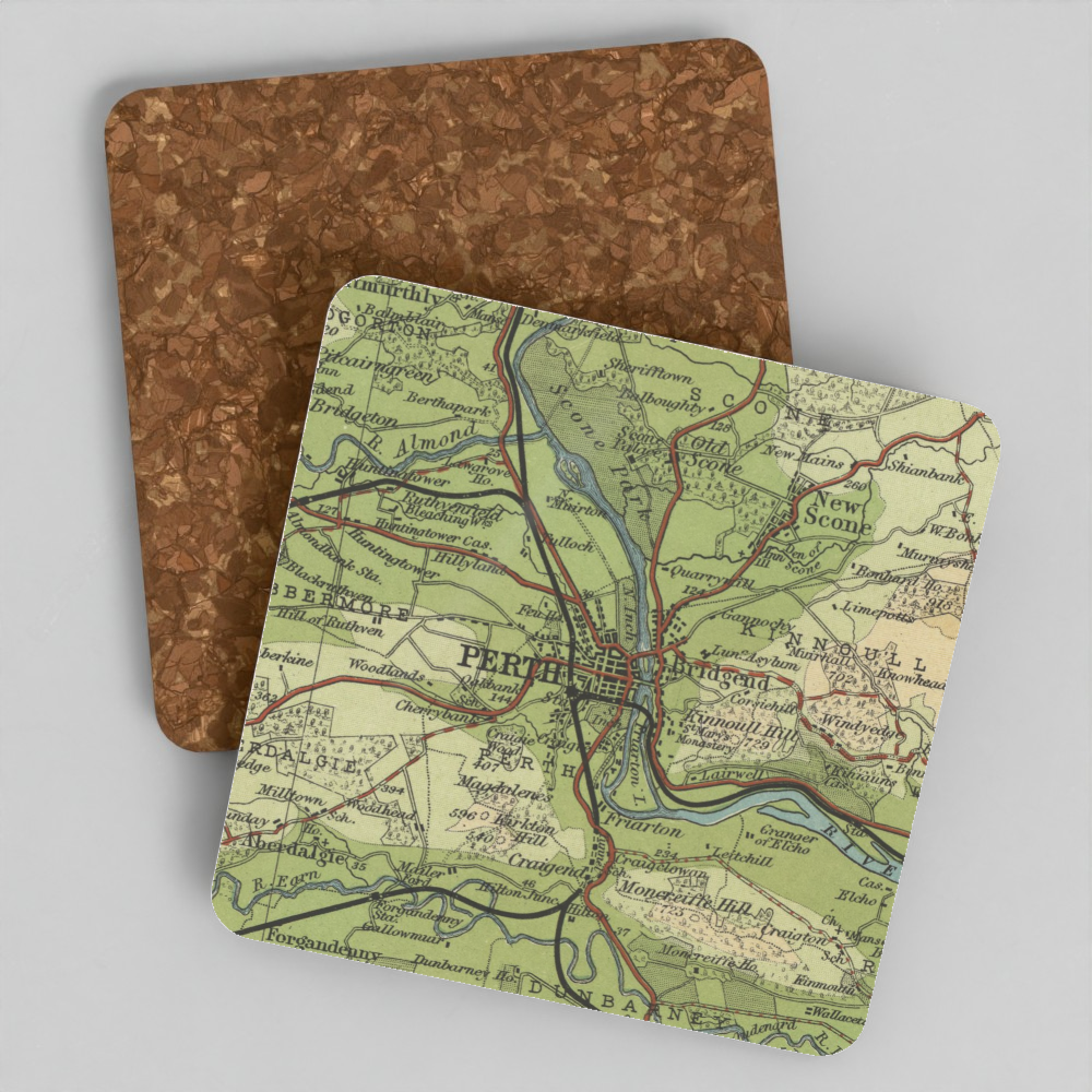 Perth historic map coaster, Bartholomew Half-Inch, 1903