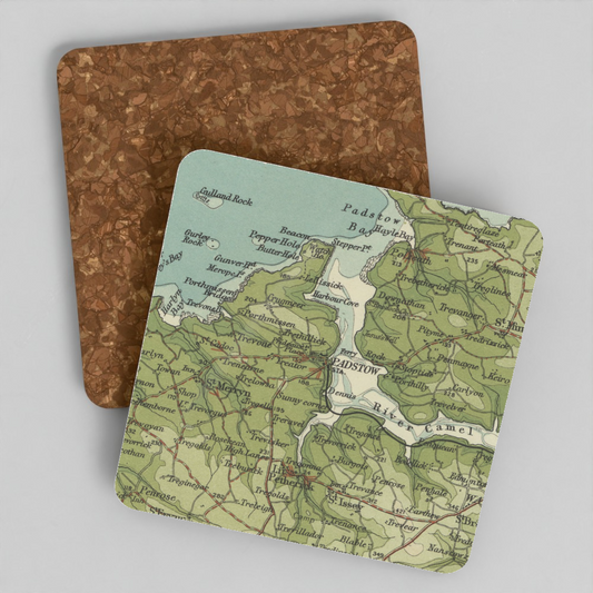 Padstow historic map coaster, Bartholomew Half-Inch, 1903