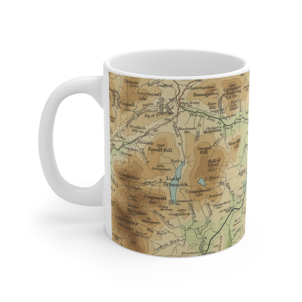 Loch Ken historic map mug, Bartholomew Half-Inch, 1901