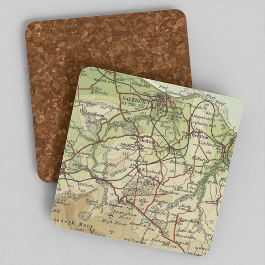 Saltburn-by-the-Sea historic map coaster, Bartholomew Half-Inch, 1903