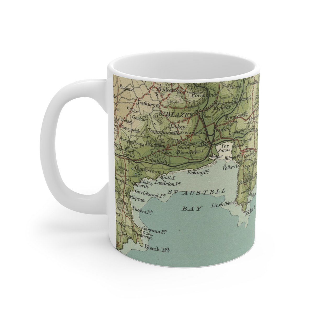 Fowey historic map mug, Bartholomew Half-Inch, 1903
