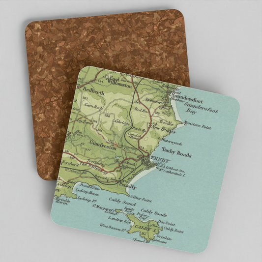 Tenby historic map coaster, Bartholomew Half-Inch, 1903