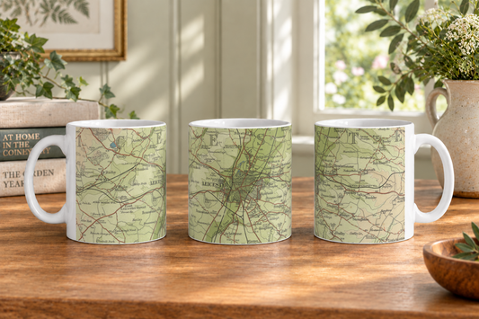Leicester historic map mug, Bartholomew Half-Inch, 1903