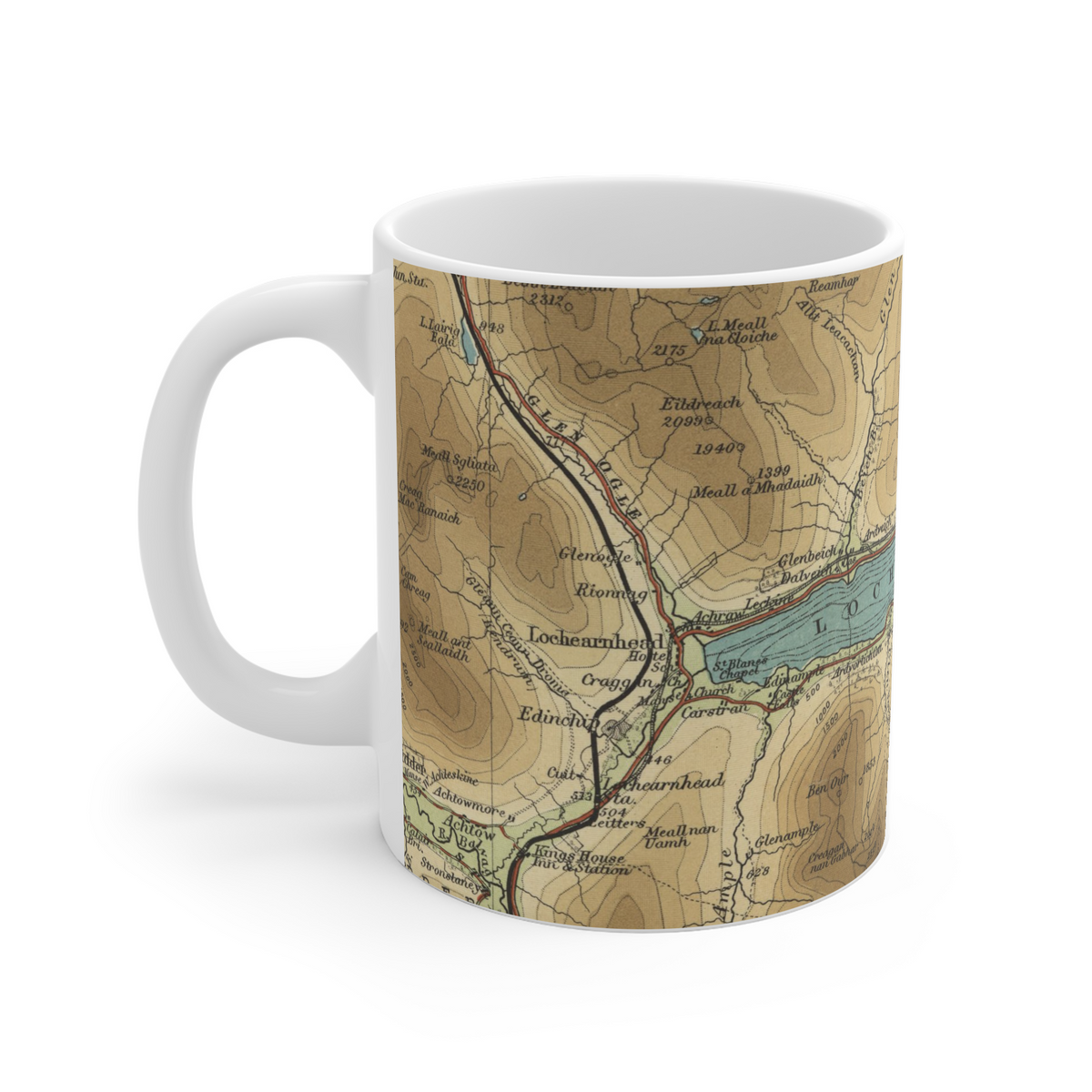 Loch Earn historic map mug, Bartholomew Half-Inch, 1903