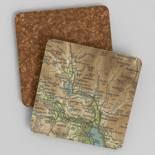 Rydal Water historic map coaster, Bartholomew Half-Inch, 1903