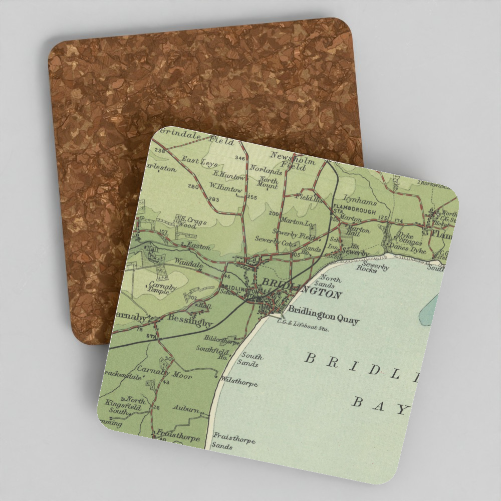 Bridlington historic map coaster, Bartholomew Half-Inch, 1903