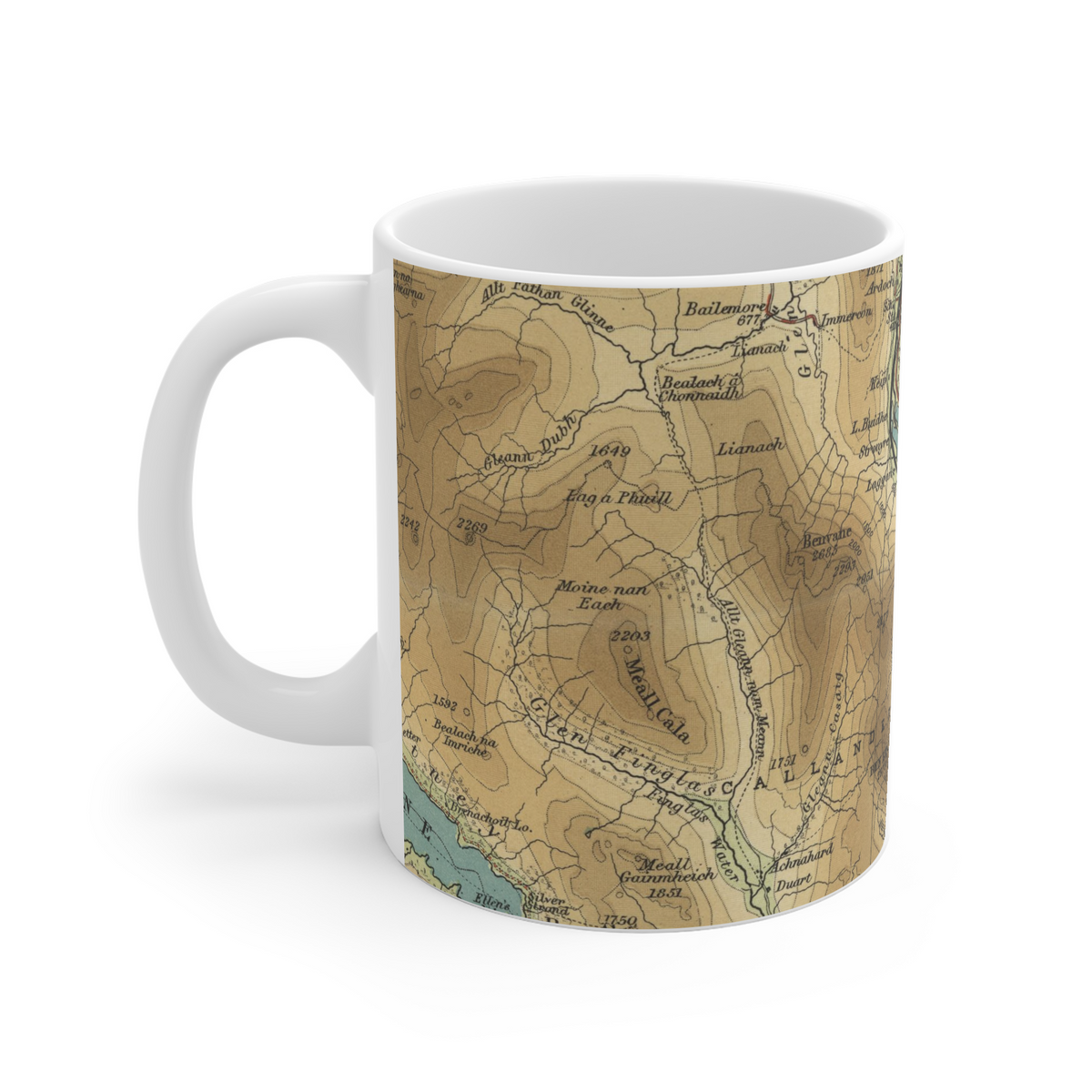 Loch Lubnaig historic map mug, Bartholomew Half-Inch, 1903