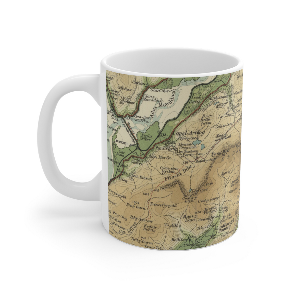 Cader Idris historic map mug, Bartholomew Half-Inch, 1905