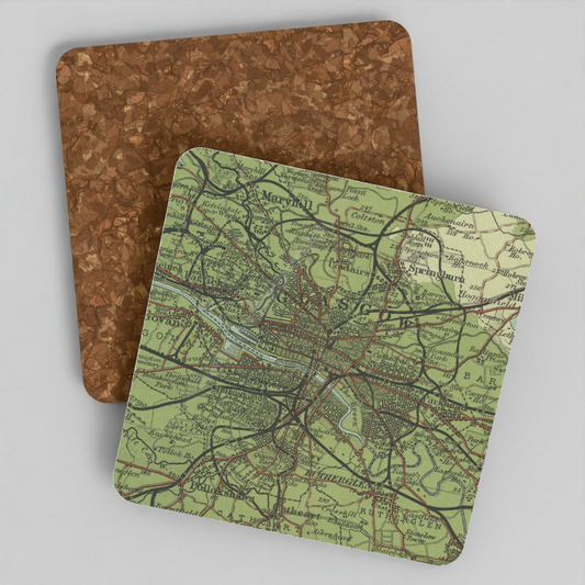 Glasgow historic map coaster, Bartholomew Half-Inch, 1903
