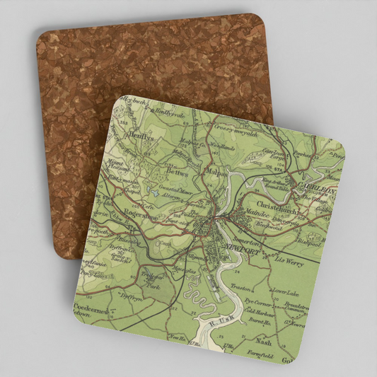 Newport historic map coaster, Bartholomew Half-Inch, 1904