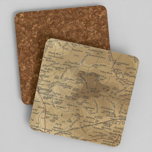 Kinder Scout historic map coaster, Bartholomew Half-Inch, 1904