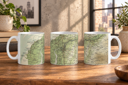 Lancaster historic map mug, Bartholomew Half-Inch, 1905