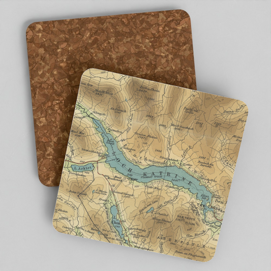 Loch Katrine historic map coaster, Bartholomew Half-Inch, 1903
