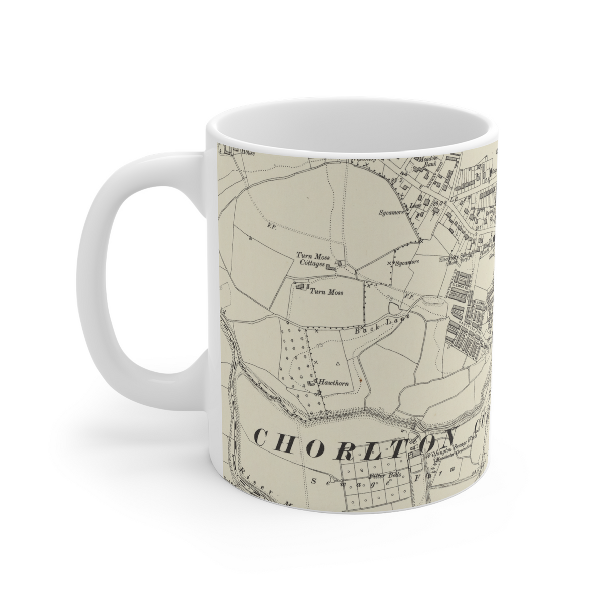 Chorlton-cum-Hardy historic map mug, Ordnance Survey 6-inch, Second Edition