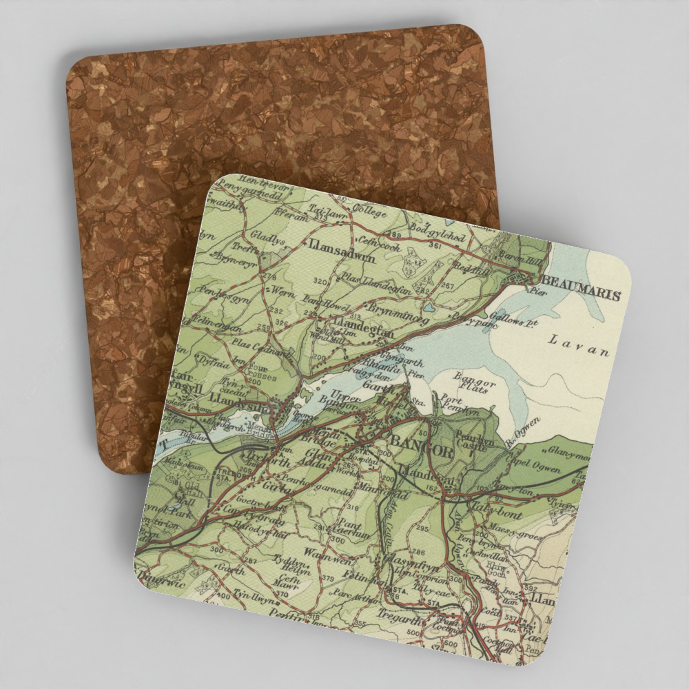 Bangor historic map coaster, Bartholomew Half-Inch, 1904