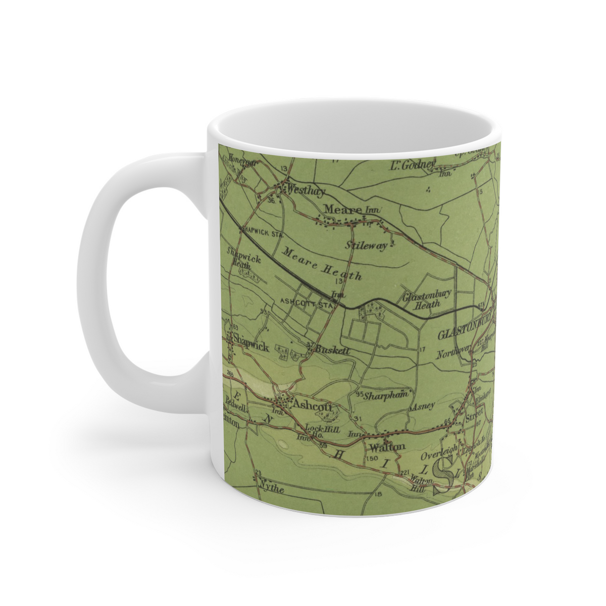 Glastonbury Tor historic map mug, Bartholomew Half-Inch, 1902