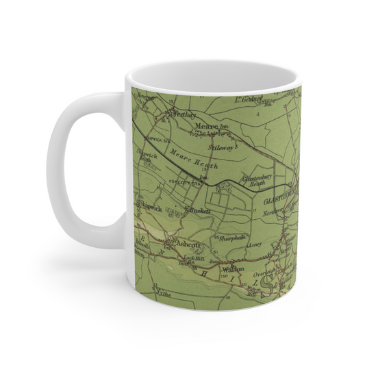 Glastonbury Tor historic map mug, Bartholomew Half-Inch, 1902