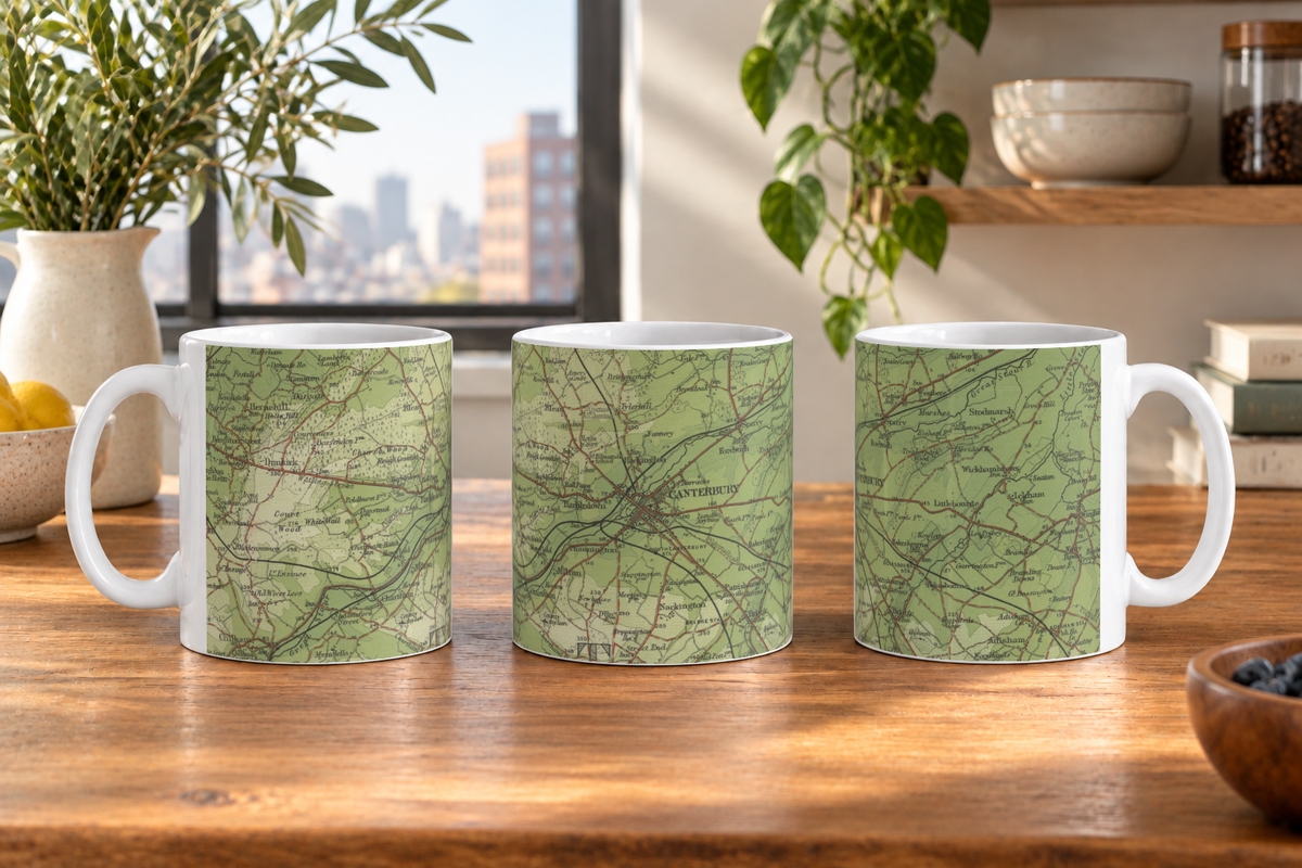 Canterbury historic map mug, Bartholomew Half-Inch, 1904