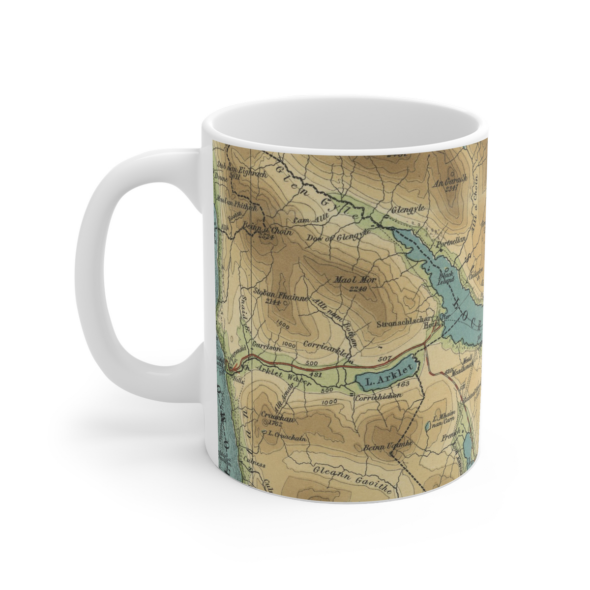 Loch Katrine historic map mug, Bartholomew Half-Inch, 1903