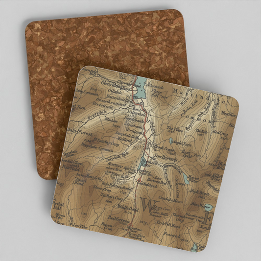 Brotherswater historic map coaster, Bartholomew Half-Inch, 1903