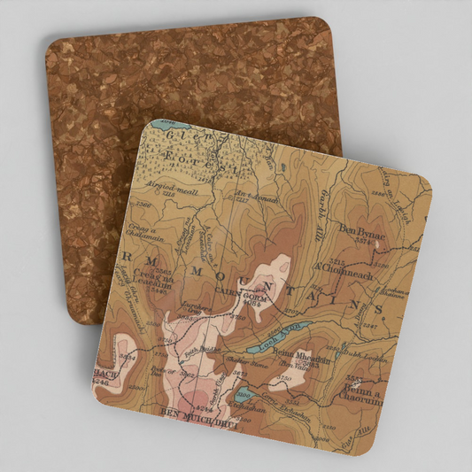 Cairn Gorm historic map coaster, Bartholomew Half-Inch, 1902