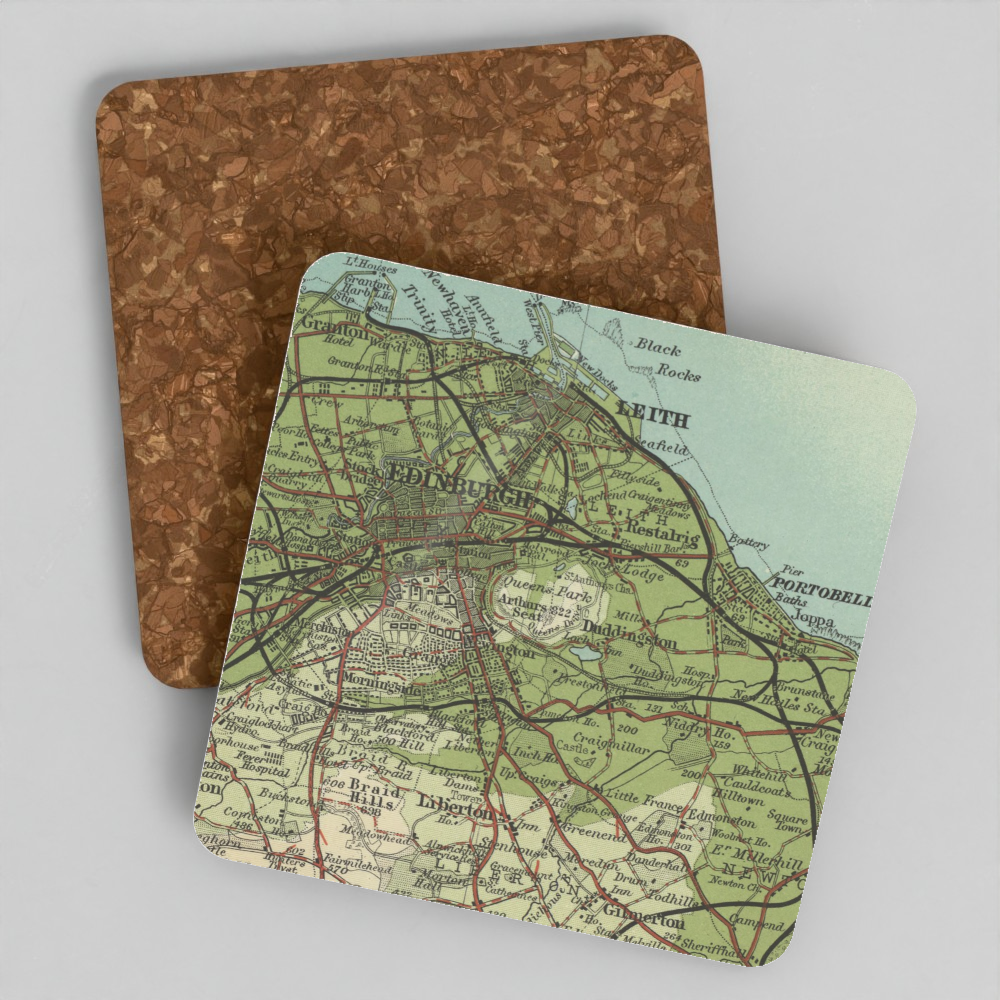 Arthur's Seat historic map coaster, Bartholomew Half-Inch, 1903