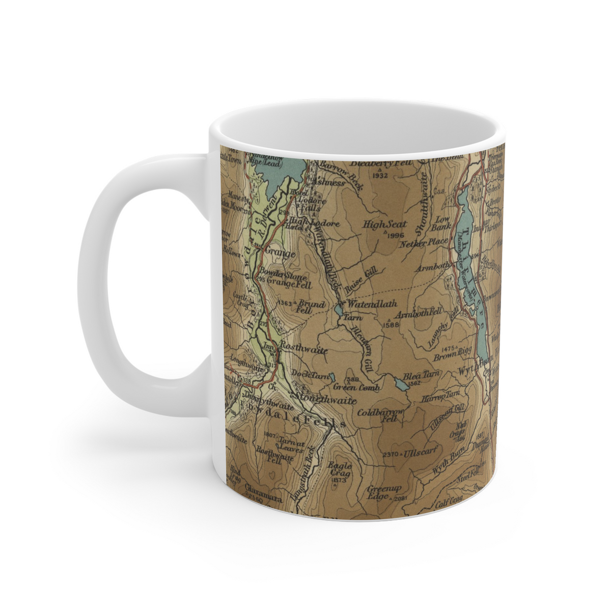 Helvellyn historic map mug, Bartholomew Half-Inch, 1903