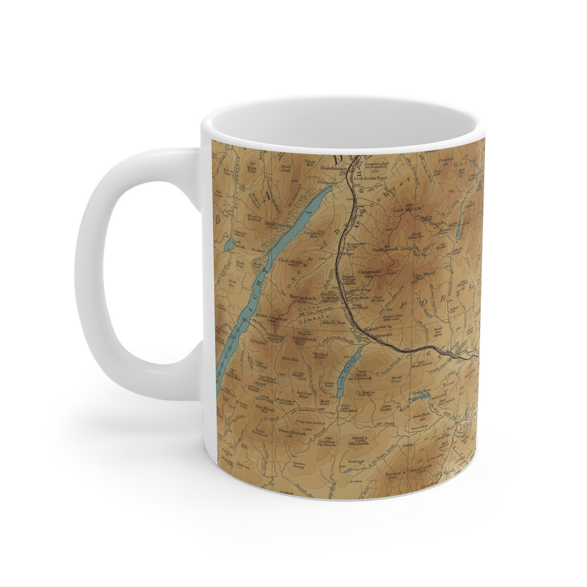 Loch Ericht historic map mug, Bartholomew Half-Inch, 1902