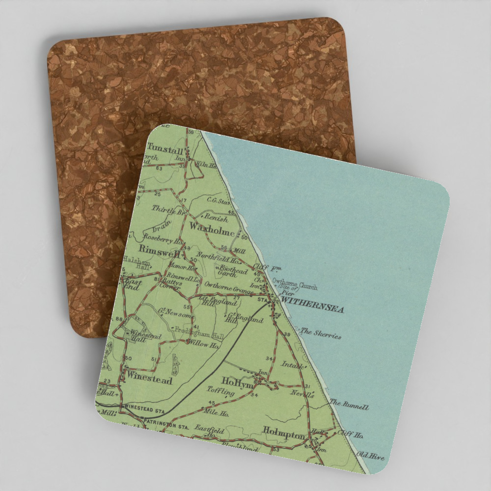 Withernsea historic map coaster, Bartholomew Half-Inch, 1902