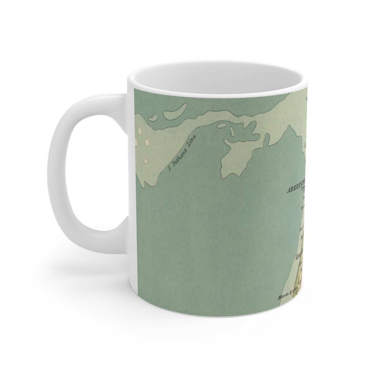 Aberystwyth historic map mug, Bartholomew Half-Inch, 1905