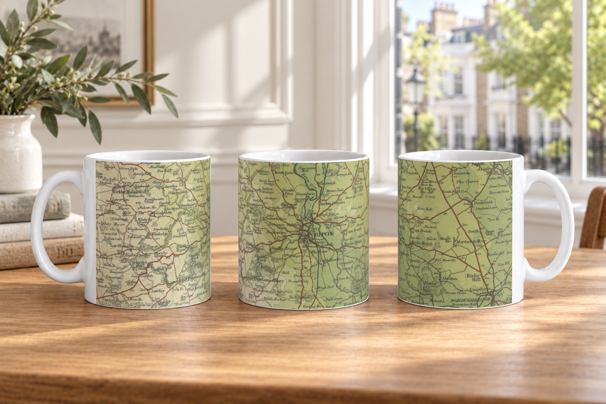 Ripon historic map mug, Bartholomew Half-Inch, 1906