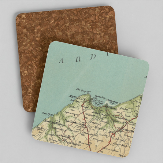 New Quay historic map coaster, Bartholomew Half-Inch, 1903