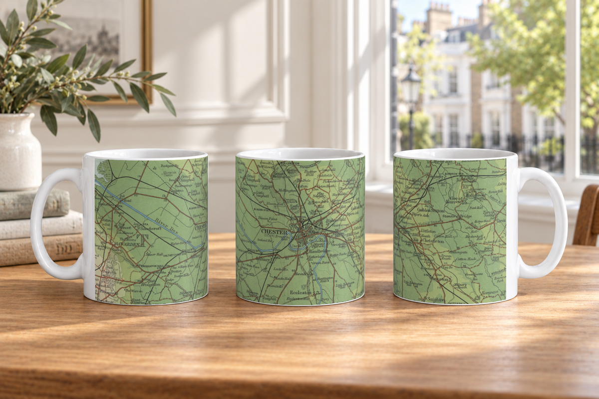 Chester historic map mug, Bartholomew Half-Inch, 1902