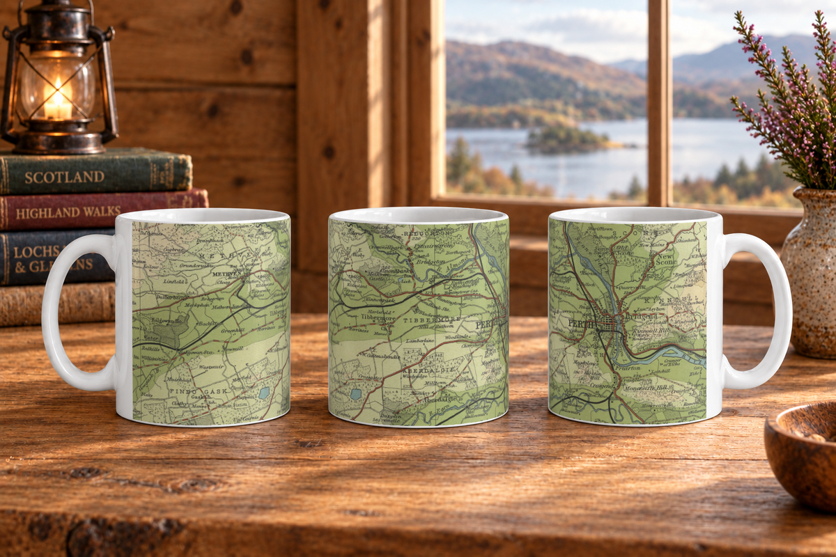 Perth historic map mug, Bartholomew Half-Inch, 1903
