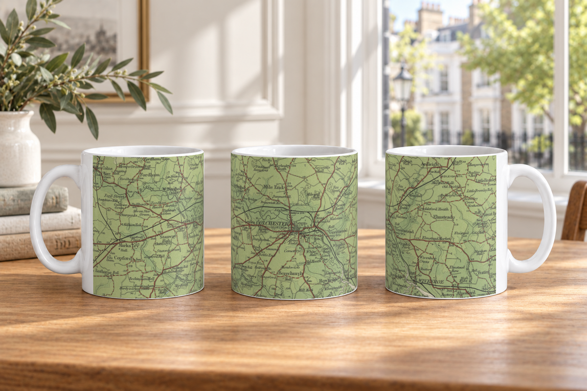 Colchester historic map mug, Bartholomew Half-Inch, 1903