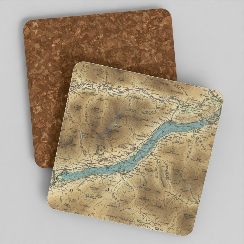 Loch Tay historic map coaster, Bartholomew Half-Inch, 1903