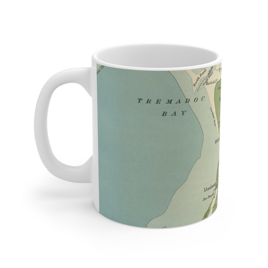 Harlech historic map mug, Bartholomew Half-Inch, 1904