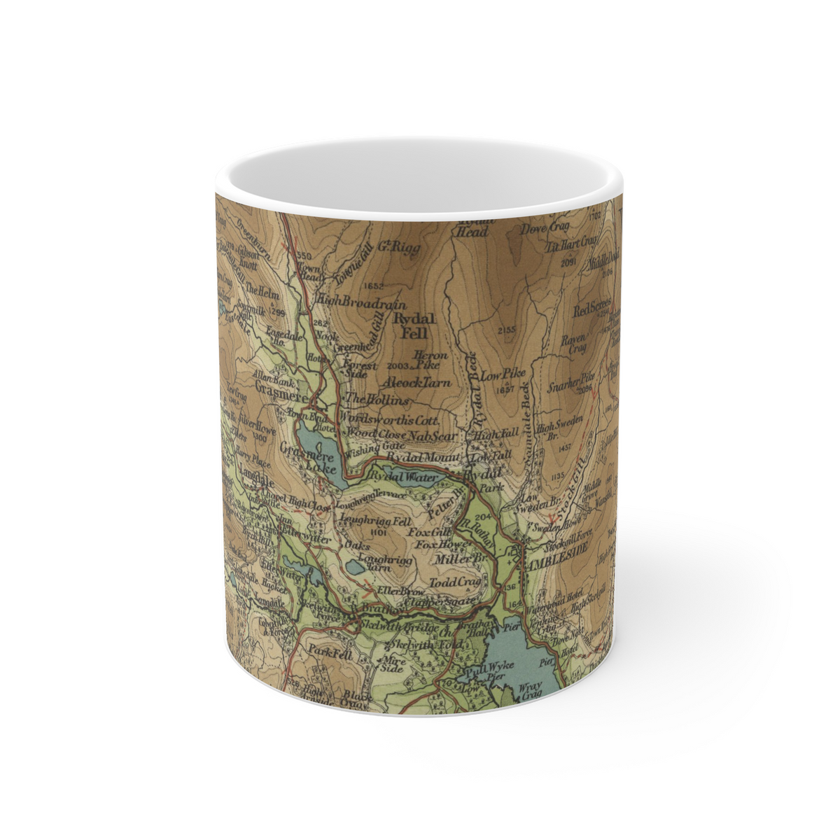 Rydal Water historic map mug, Bartholomew Half-Inch, 1903 — product view 2