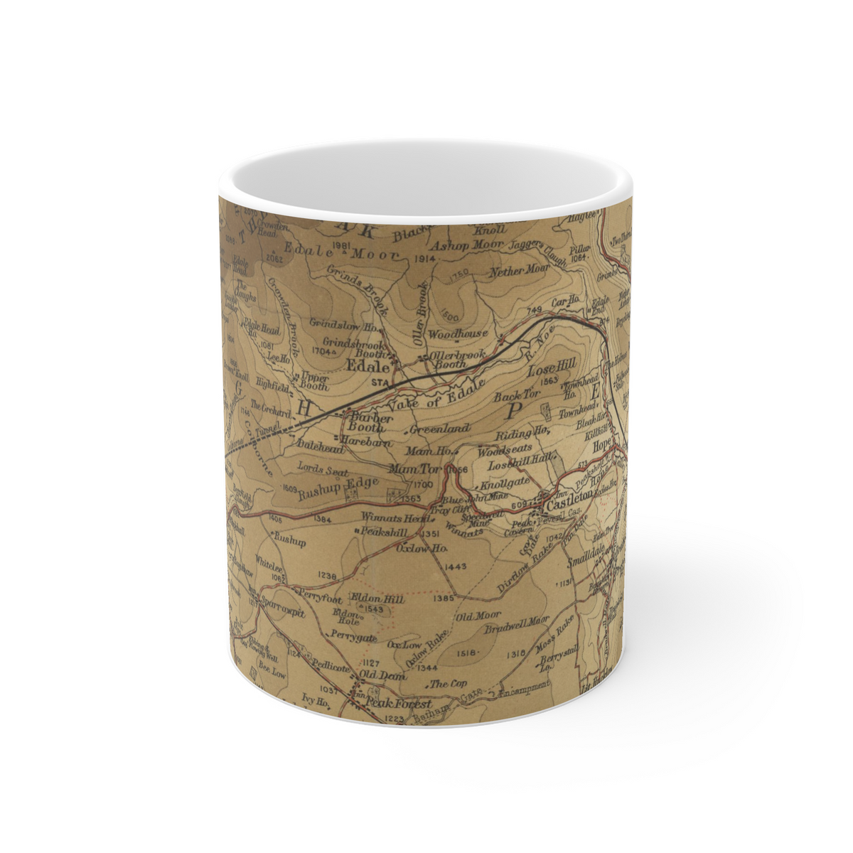 Mam Tor historic map mug, Bartholomew Half-Inch, 1904 — product view 2
