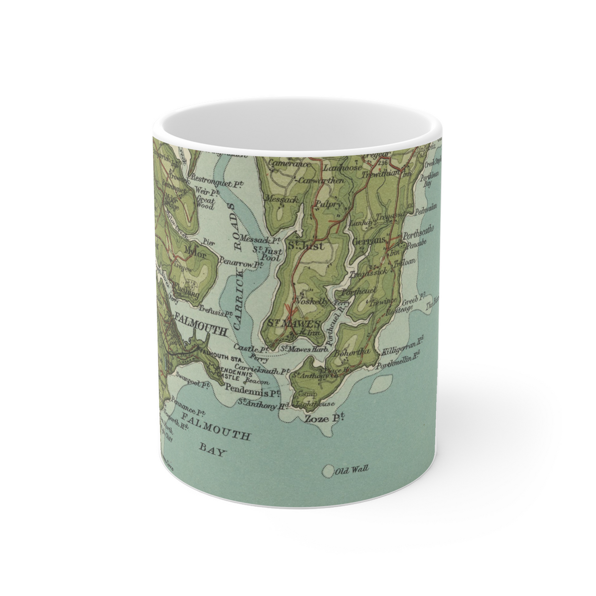 St Mawes historic map mug, Bartholomew Half-Inch, 1903 — product view 2