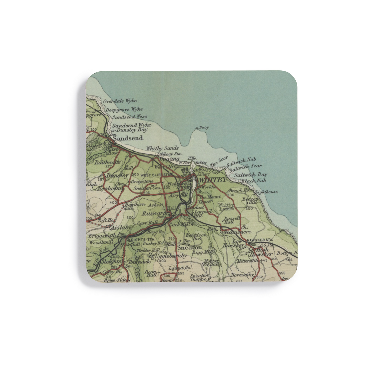 Whitby historic map coaster, Bartholomew Half-Inch, 1903 — product view 2