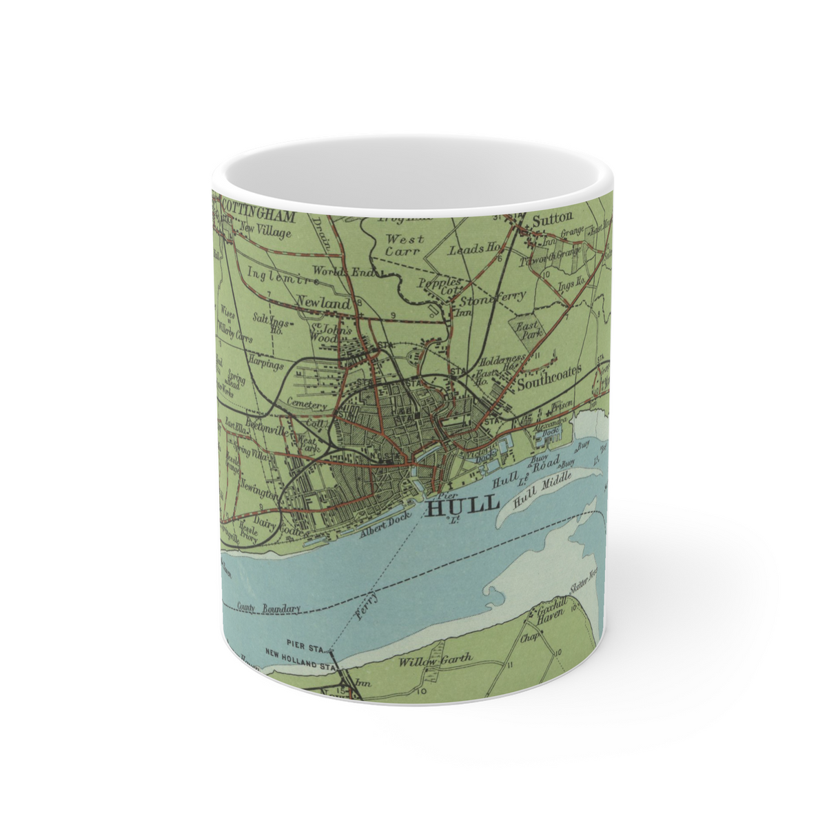 Kingston-upon-Hull historic map mug, Bartholomew Half-Inch, 1902 — product view 2