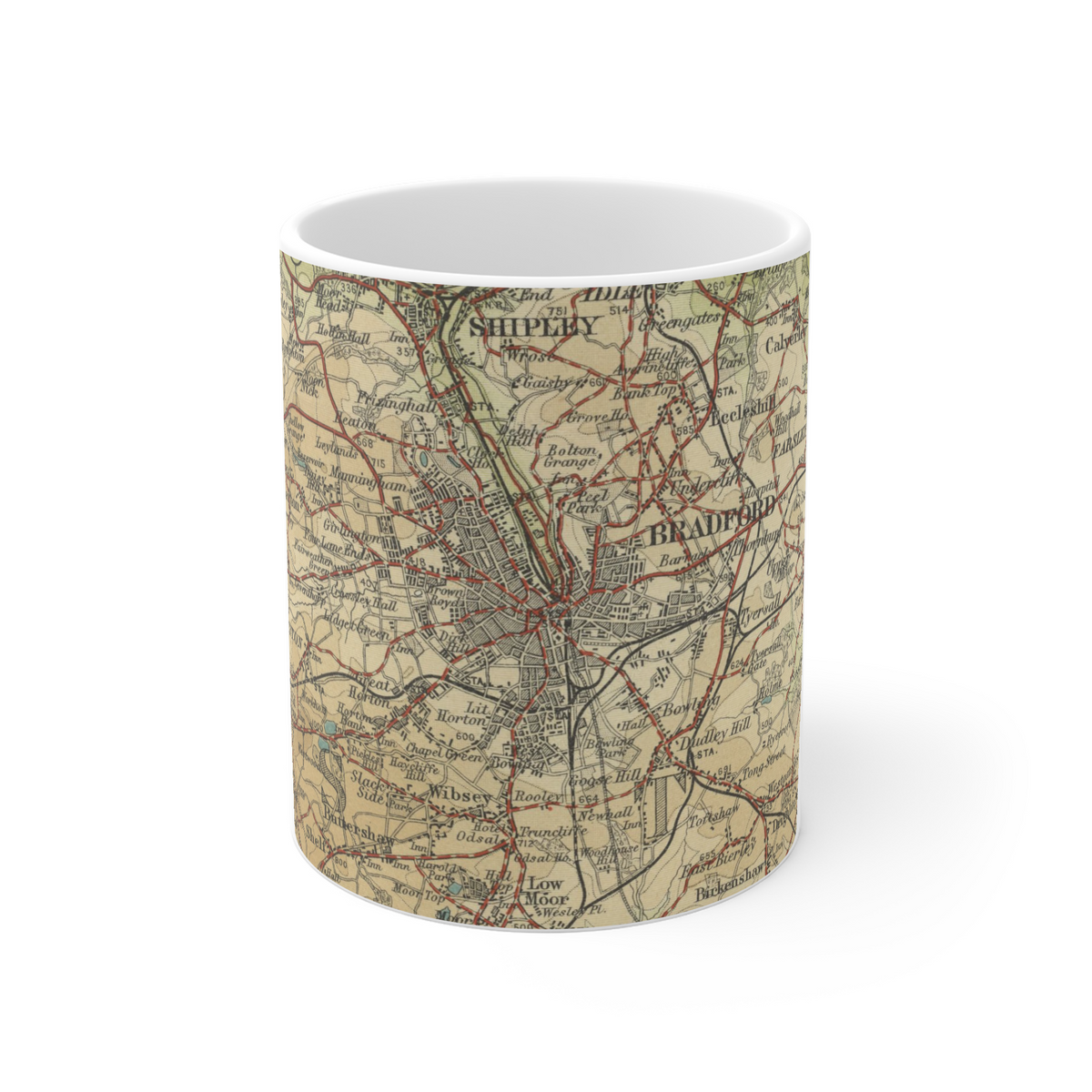 Bradford historic map mug, Bartholomew Half-Inch, 1906 — product view 2