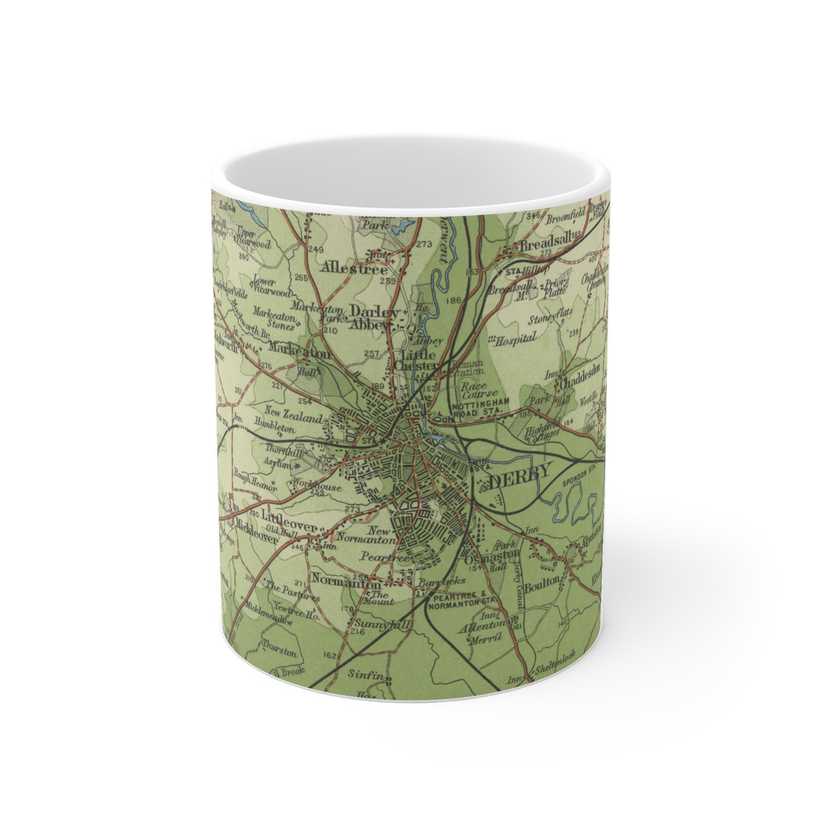 Derby historic map mug, Bartholomew Half-Inch, 1902 — product view 2