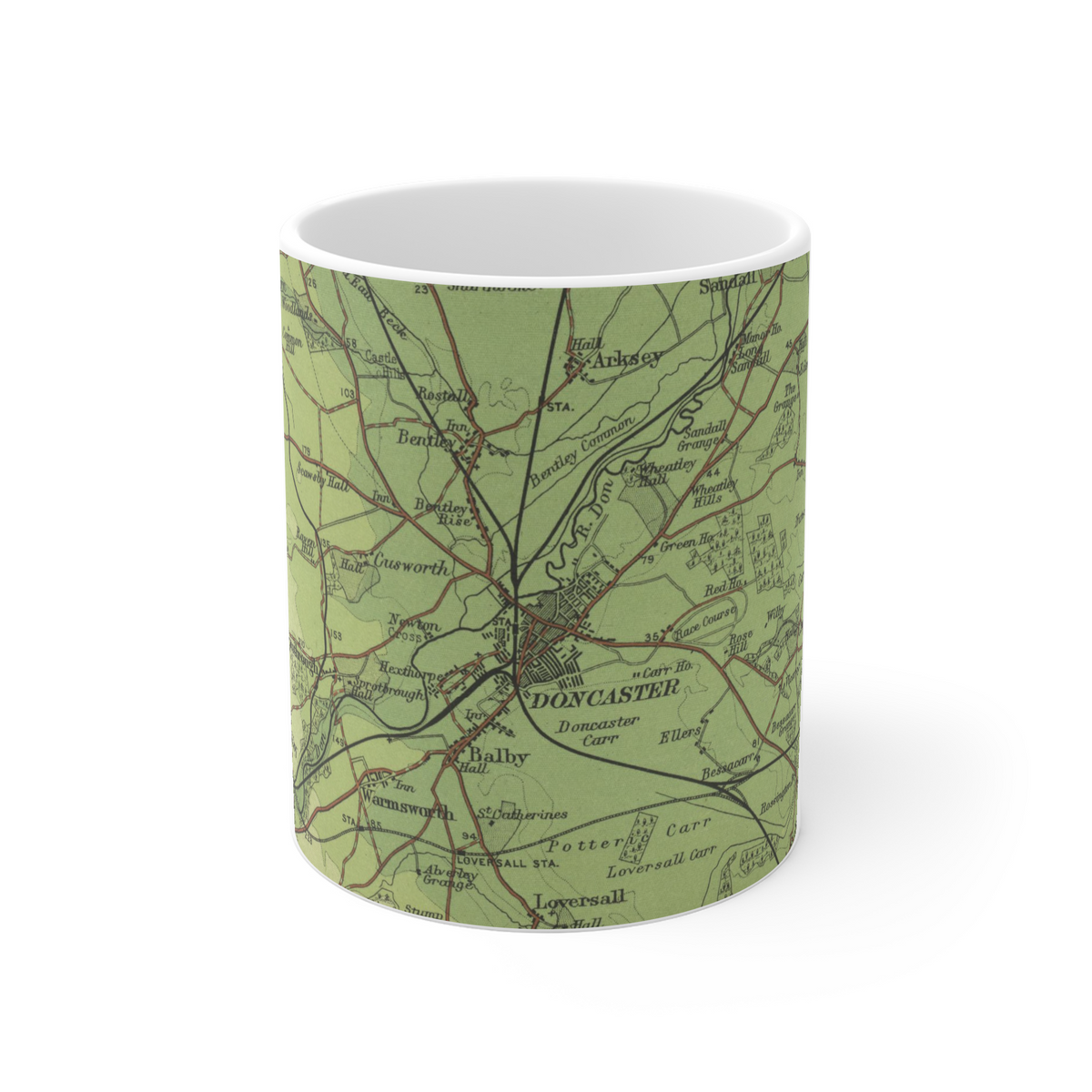 Doncaster historic map mug, Bartholomew Half-Inch, 1904 — product view 2