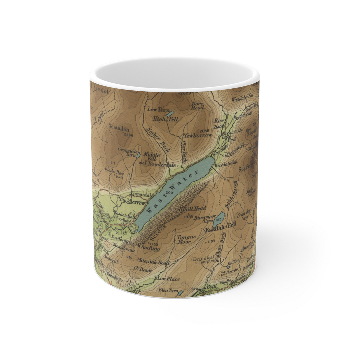 Wastwater historic map mug, Bartholomew Half-Inch, 1903 — product view 2