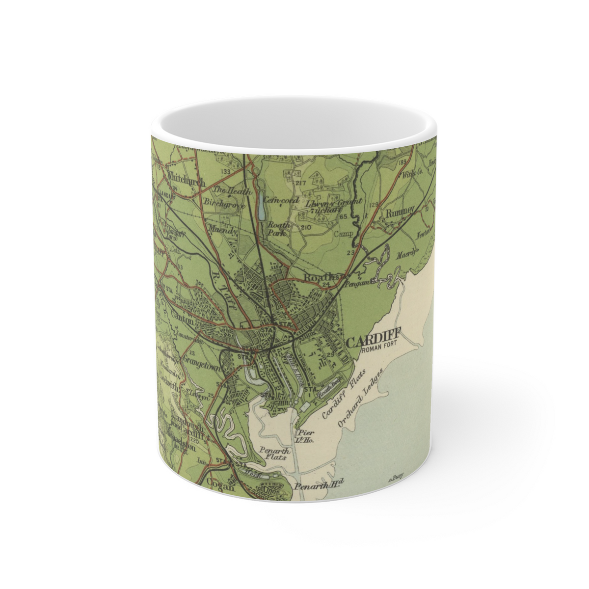 Cardiff historic map mug, Bartholomew Half-Inch, 1904 — product view 2