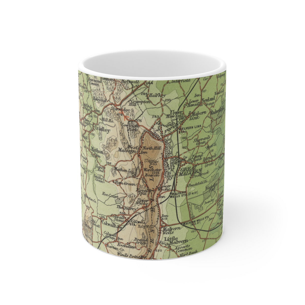 Worcestershire Beacon historic map mug, Bartholomew Half-Inch, 1902 — product view 2